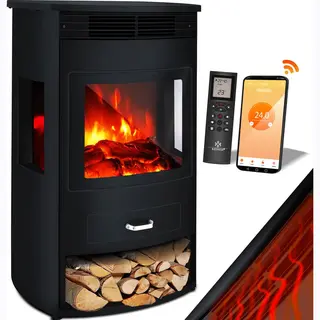 Kesser® Sfeerhaard Elektrische Haard Met Ventilatorkachel & Afstandsbediening WiFi App 950/1900 W Led Vlam Effect Elektrische Verwarming Met