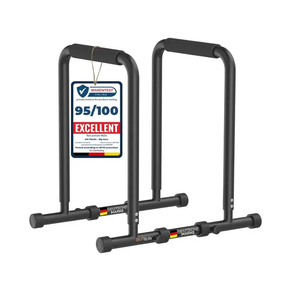 Dh FitLife Liegestützgriffe Dip Barren Bars (Dip Station, Max. Belastung 500 Kg, Kraftstation Fitnessgerät Für Zuhause, Parallettes Calisthenics thumbnail