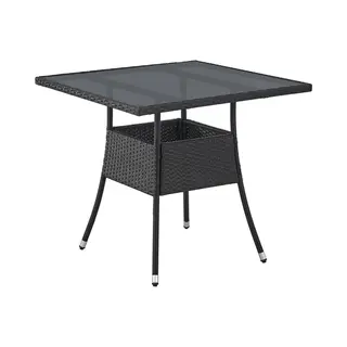 Juskys Yoro - Tuintafel - Vierkant 80 X 80 Cm - Zwart - Incl. Glasplaat