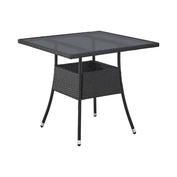 Juskys Yoro - Tuintafel - Vierkant 80 X 80 Cm - Zwart - Incl. Glasplaat thumbnail