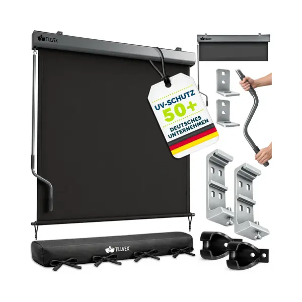 Tillvex Senkrechtmarkise Tillvex® Senkrechtmarkise Außenrollo Sichschutz Balkon Markise Für thumbnail
