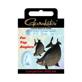 Gamakatsu Hook Bks-1100B Bream 22CM Comp Lijn, 0.14 Haak, 10