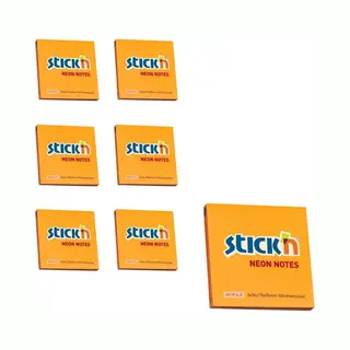 Stick'n Sticky Notes - 6-pack - 76x76mm - Neon Oranje - 100 Memoblaadjes Per Blok