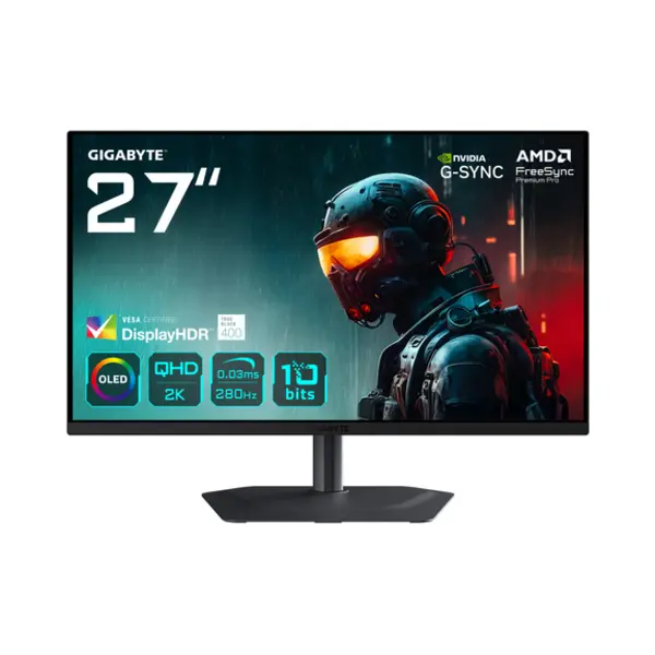 Gigabyte MO27Q2A 27” Oled 2K Qhd Gaming Monitor - 2560 x 1440, 280Hz, 0.03ms, 250 cd/m², FreeSync Premium Pro, DisplayHDR True Black 400, Hdmi 2.1, Displayport 1.4 thumbnail