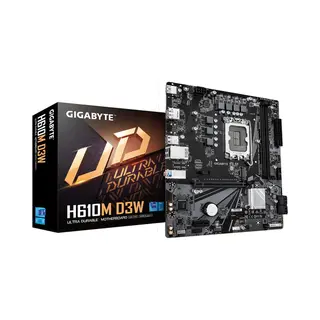 Gigabyte H610M D3W Mainboard - Unterstützt Intel Core Prozessoren der 14. Generation, 5+1+1 Phasen Vrm, bis zu 5600MHz DDR5, 1xPCIe 3.0 M.2, 1GbE Lan, Usb 3.2 Gen 1