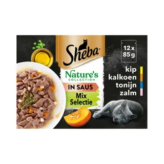 Sheba Nature's Collection Kattenvoer Natvoer Mix Selectie In Saus Maaltijdzakjes 12 X 85 Gr
