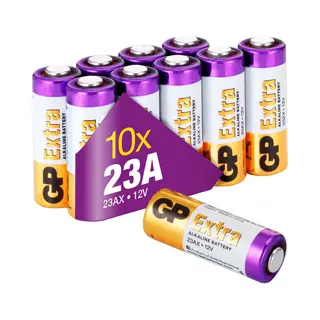 Gp Set Van 10 Alkalinebatterijen 23A | Gp Extra | 23AE, MN21 | Lange Levensduur En Hoge Efficiëntie Voor Dagelijks Gebruik