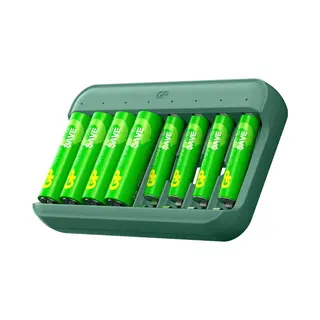 Gp Charge&Save Batterijlader Aa/Aaa - Snellader Usb-C 8-slot, Individuele Laadsleuven - Batterij Oplader Met Led-indicator, Veiligheidsfuncties –