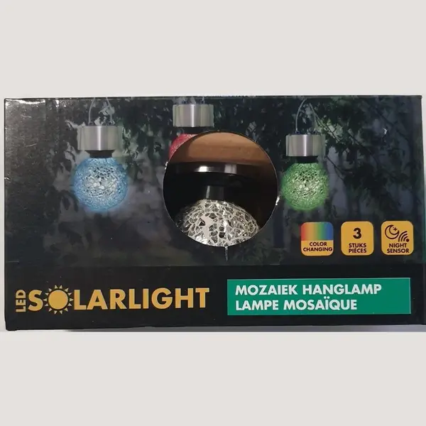 Mozaiek Hanglamp Led Solar Gekleurd / 3 Stuks thumbnail