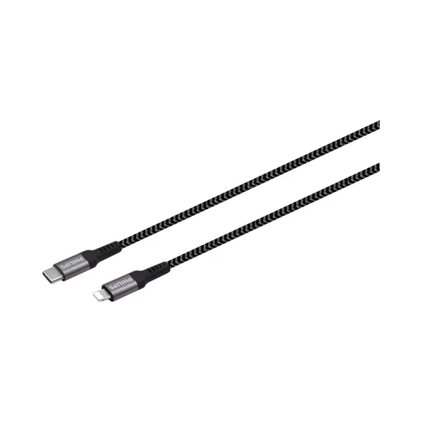 Philips Usb Kabel 3.0 - Usb-C Naar Lightning - Lengte, 2 Meter - Premium Nylon - Zwart thumbnail
