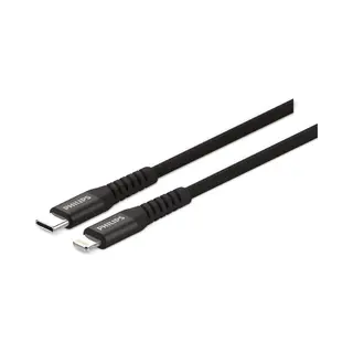 Philips Usb Kabel 3.0 - Usb-C Naar Lightning - Lengte, 2 Meter - Premium Nylon - Zwart