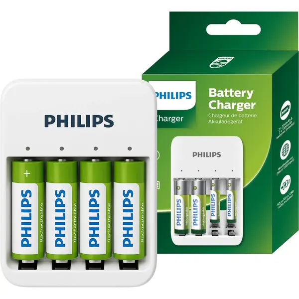 Philips Batterieladegerät - Usb-Anschlüsse - Inkl. Aa-Batterien Und Aaa-Batterien - Akku Ladegerät Universal thumbnail