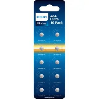 Philips Alkaline - Knoopcel Batterijen - LR626 (AG4) - 1.5V - 10 Stuks