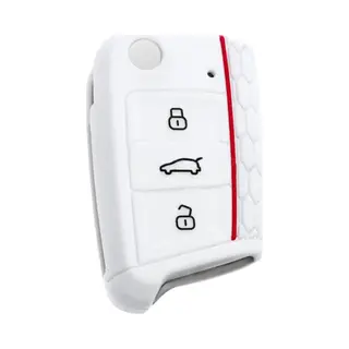 Siliconen Sleutelcover Sport - Wit Rood Sleutelhoesje Geschikt Voor Volkswagen Polo / Golf / 2014 - 2021 / Seat Leon / Seat Ibiza / Golf Gti / Golf R