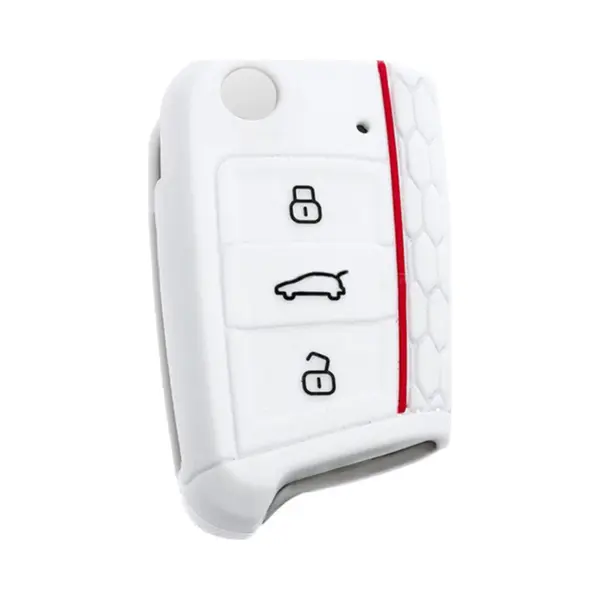 Siliconen Sleutelcover Sport - Wit Rood Sleutelhoesje Geschikt Voor Volkswagen Polo / Golf / 2014 - 2021 / Seat Leon / Seat Ibiza / Golf Gti / Golf R thumbnail