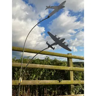 Poppyforge Spitfire & Lancaster Garden Art - Bare Metal/Ready To Rust W37xH133 Cm In Black