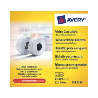 Avery PLP1226 selbstklebendes Etikett Preisschild Permanent Weiß 15000 Stück(e)