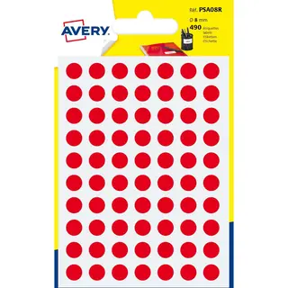 Avery PSA08R etiket Cirkel Permanent Rood 420 stuk(s)