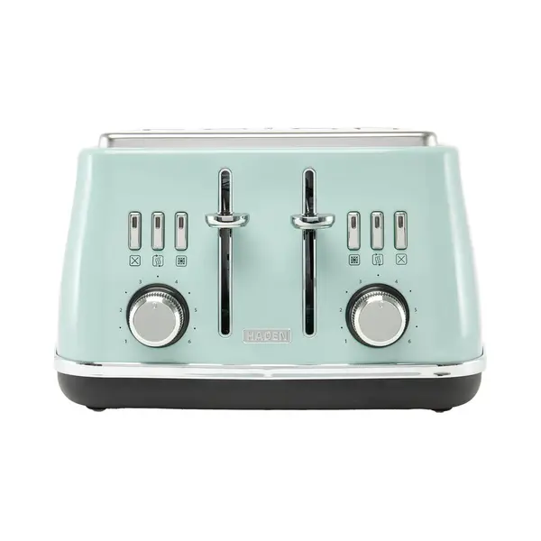 Haden Cotswold 4 Slice Toaster, Dual Control, Coated Stainless Steel, Extra Wide Slots, Sage Green - 206008 thumbnail