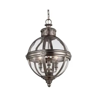 Netlighting Adams 3 Light Ceiling Chandelier Pendant Light Antique Nickel E14 In Grey