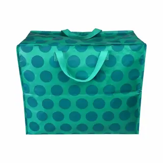 Rex London - Xxl Riesentasche, Aufbewahrungstasche Mit Reißverschluss - Spotlight - Punkte, Dots (Blue On Turquoise)