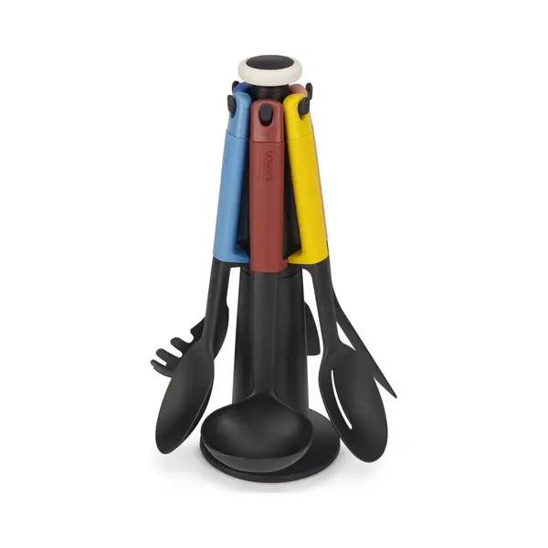 Joseph Joseph Joseph Elevate - Kitchen Tools & Gadgets Carousel 6-Piece Utensil Set With Rotating Stand, Ergonomic Silicone Handles, Non Stick Head- Blue thumbnail