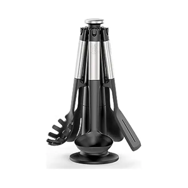 Joseph Joseph Joseph Elevate 5-piece Silicone Kitchen Utensils Carousel, Bpa Free, Heat Resistant Non Stick Utensil Set, Weighted Stainless Steel Handles, Black And thumbnail
