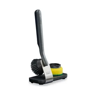Joseph Joseph Joseph SinkTech Dish Brush And Sponge Set With Large Stainless-Steel Storage Stand, Durable Bristles, Replaceable Heads