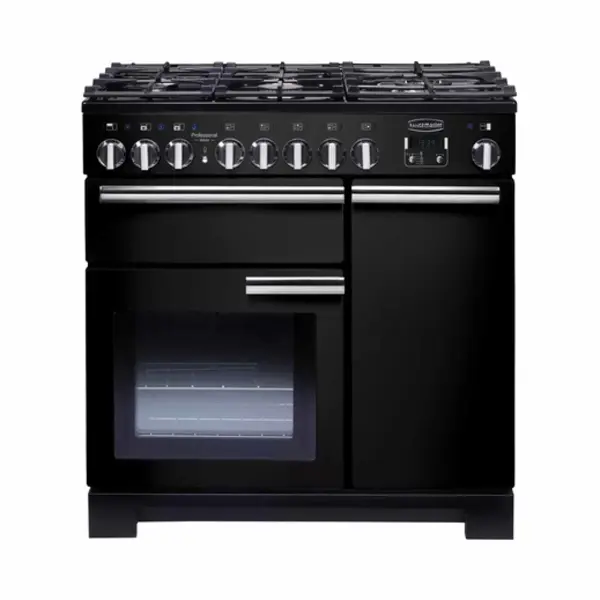 Rangemaster Professional Deluxe 90 Dual Fuel Freestanding cooker Electric Gas Black thumbnail