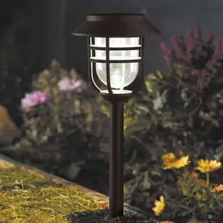 SuperBright Solar Powered Led Stake Light Avant White Outdoor Garden Lights In Black 5-Pack