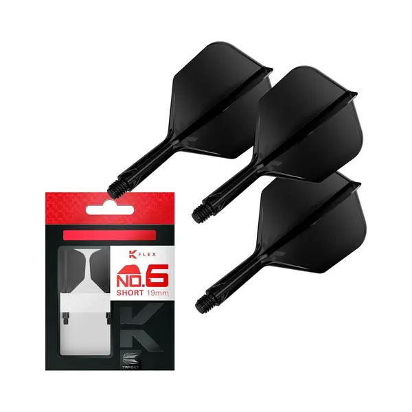 Target Darts K Flex Integrated Dart Flights And Shafts, Nr.6 Schwarz (Short) | 3er Pack K-Flex - No6, Kflex All In One Moulded Dart Flight & Stem | thumbnail