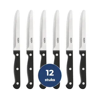Steakmessen- Ronde Punt - Zwart - 12 Stuks - Olympia - CS716