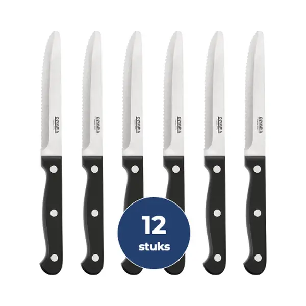 Steakmessen- Ronde Punt - Zwart - 12 Stuks - Olympia - CS716 thumbnail