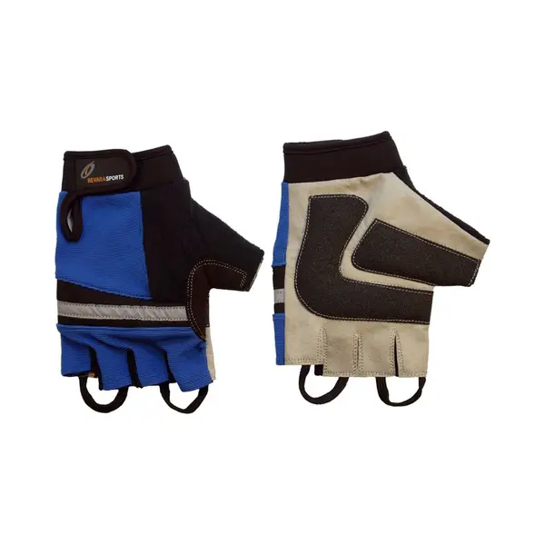 Merkloos Able2 Rolstoelhandschoenen Blauw– Maat Xs – Leren Halve Vingerhandschoenen Met Grip thumbnail