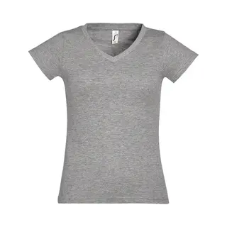 Sol'S Women's Moon V Neck Short Sleeve T-Shirt In Grey | Size, Large