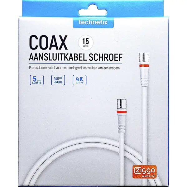 Technetix Antennekabel F-Male - F-Male 1.5 M thumbnail