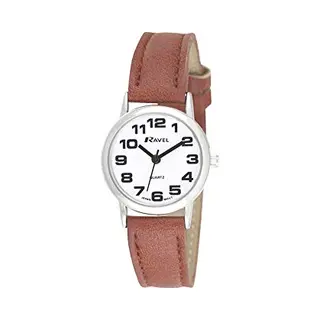 Ravel - Unisex - Armbanduhr Mit Großen Ziffern - Braun/silbernes Ton/weißes Zifferblatt