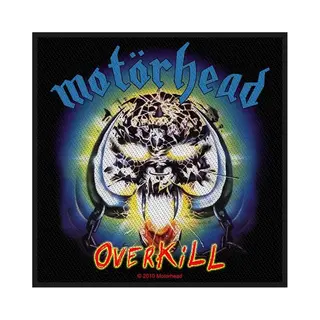 Rock Off Officially Licensed Products Patch Overkill Band Logo New Official Woven (10cm X 10cm) In Black | Size, 10 Cm X 10 Cm