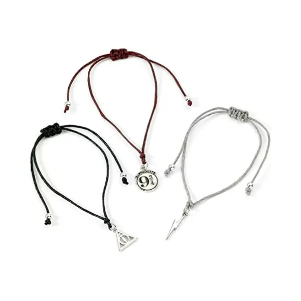 The Carat Shop Harry Potter Official Platform 9 3/4, Lightning Bolt & Deathly Hallows Friendship Bracelet Set thumbnail