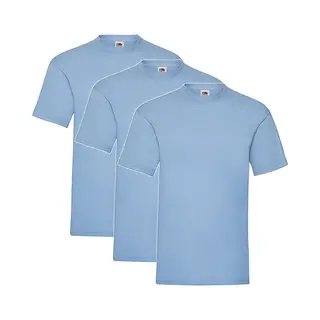 3 Pack - Fruit Of The Loom - Shirts - Kids - Ronde Hals - Maat 152 - Sky Blauw