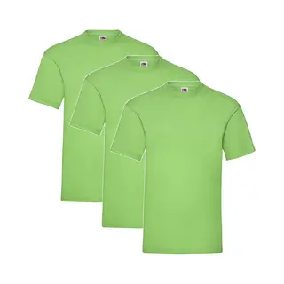 3 Pack - Fruit Of The Loom - Shirts - Kids - Ronde Hals - Maat 140 - Lime Groen