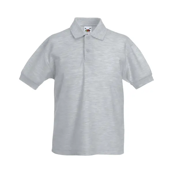 Fruit Of The Loom Pique Short-Sleeved Polo Shirt In Grey | Size, 12-13 Years thumbnail