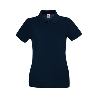 Fruit Of The Loom Women's Premium Fitted Short-Sleeved Polo Shirt In Mid Navy | Size, Xs