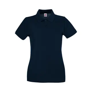 Fruit Of The Loom Women's Premium Fitted Short-Sleeved Polo Shirt In Mid Navy | Size, Large