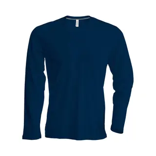 Kariban Men's Slim Fit Long Sleeve Crew Neck T-Shirt In Navy | Size, Medium