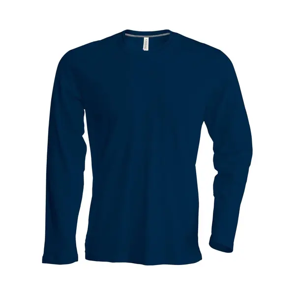 Kariban Men's Slim Fit Long Sleeve Crew Neck T-Shirt In Navy | Size, Medium thumbnail