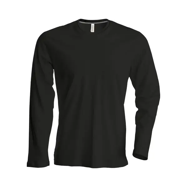 Kariban Men's Slim Fit Long Sleeve Crew Neck T-Shirt In Black | Size, Xl thumbnail