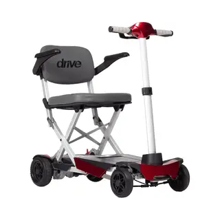 Drive Devilbiss Healthcare Scootmobiel Manual Fold+ - Compact Opvouwbaar - Rood - Verhoogd Zitcomfort - Ideaal Om Mee Te Nemen - Inclusief Armsteunen - Actieradius Tot 15 Km -