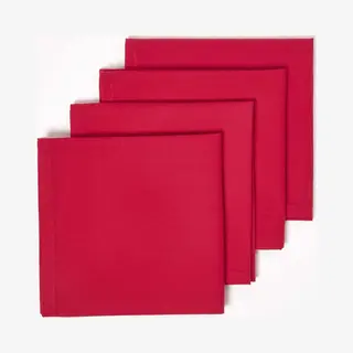Homescapes Christmas Cotton Fabric 4 Napkins Set In Red