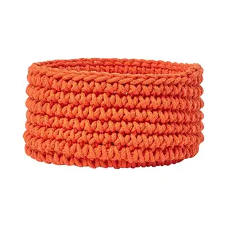 Homescapes Gestrickter Aufbewahrungskorb, 100% Baumwolle Orange - 37 X 21 Cm